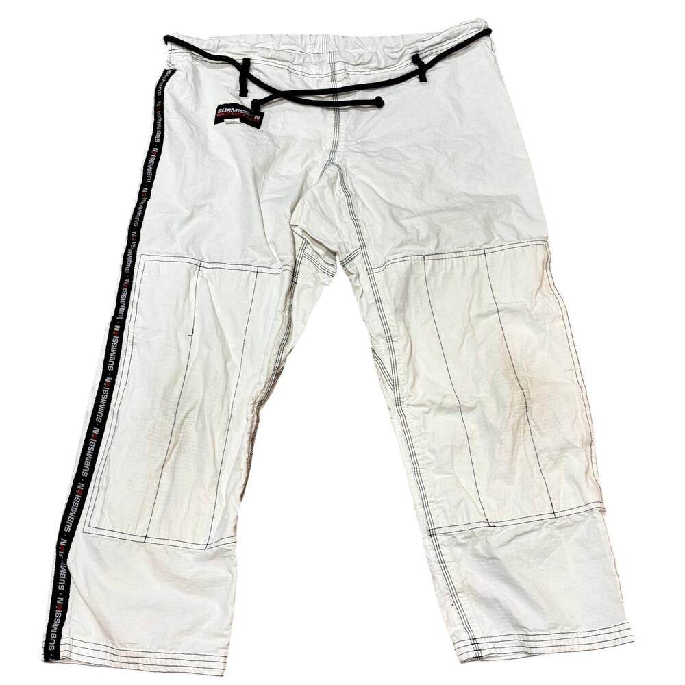 Submission Fight Co. Men's A4 BJJ Wrestling Gi Pants White Cotton MMA Fighting
